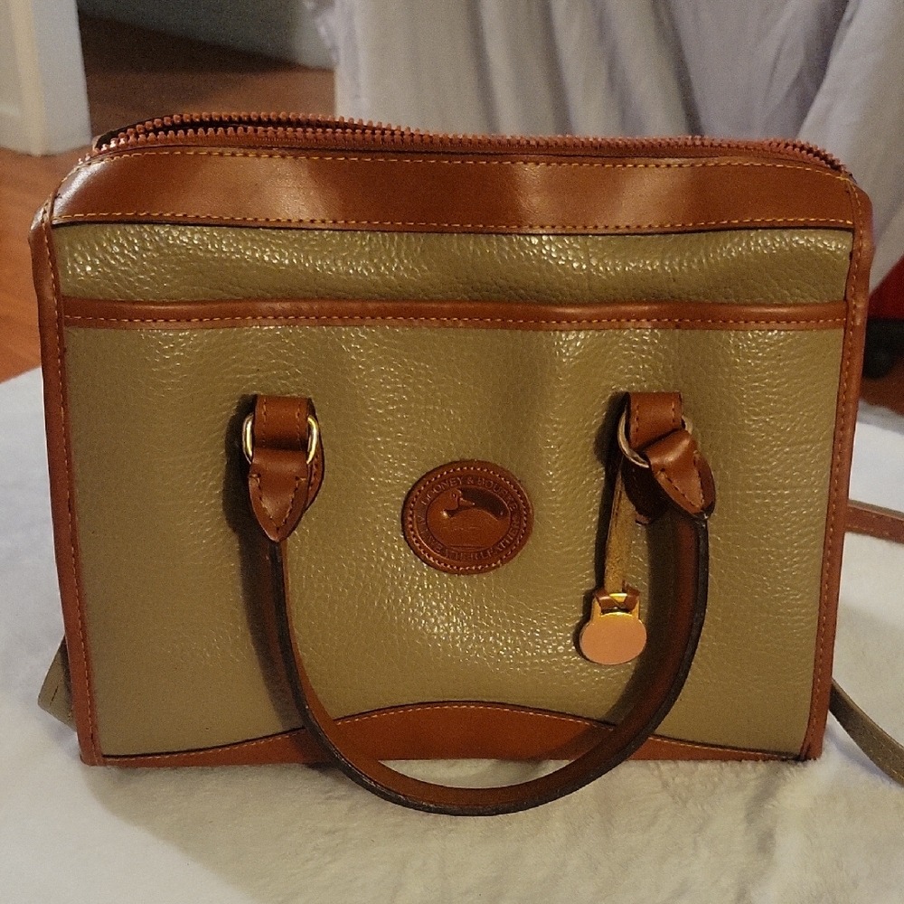 Dooney & Bourke Tan and Brown Pebble Leather Messenger